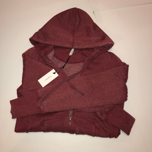 Z supply Fleece Zip Hoodie Dark Ruby - Picture 7 of 8